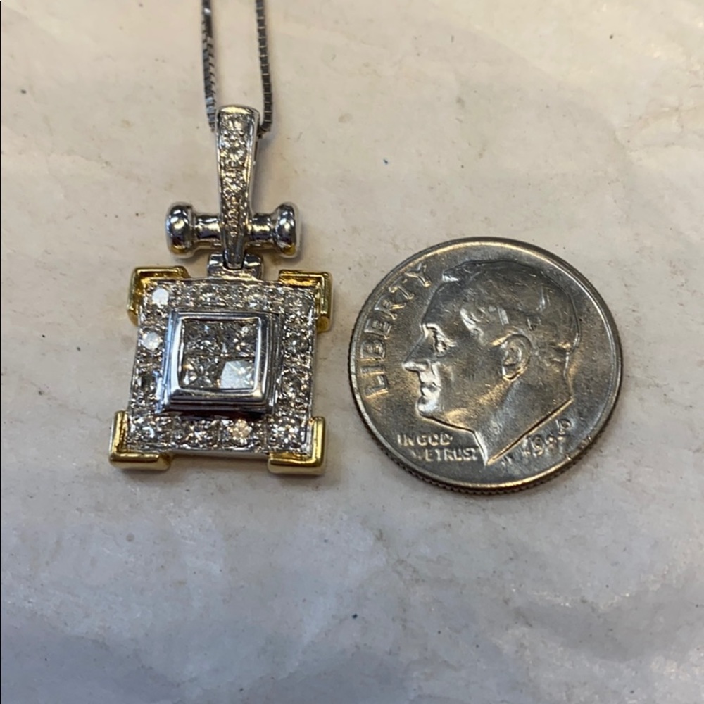 18K yellow gold diamonds pendant - Picture 6 of 6